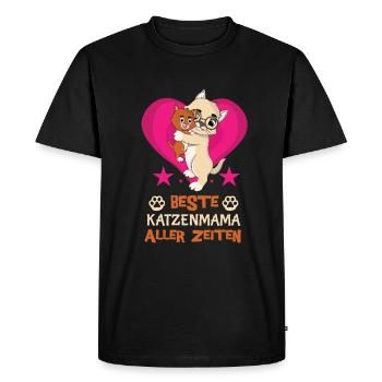 La meilleure maman chat de tous les temps avec du cœur et des chats - T-shirt Premium bio Homme - noir - Devant - Nico (187cm)