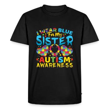 Je porte du bleu pour ma sœur autiste - T-shirt Premium bio Homme - noir - Devant - Nico (187cm)