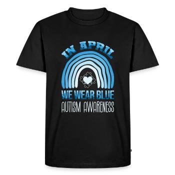 Sensibilisation à l’autisme en avril, nous portons du bleu - T-shirt Premium bio Homme - noir - Devant - Nico (187cm)