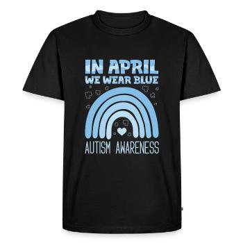 Autisme : En avril, on porte du bleu - T-shirt Premium bio Homme - noir - Devant - Nico (187cm)