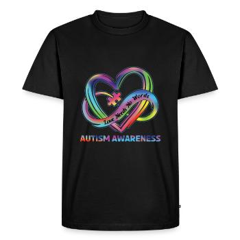 L’amour de l’autisme n’a pas besoin de mots - T-shirt Premium bio Homme - noir - Devant - Nico (187cm)