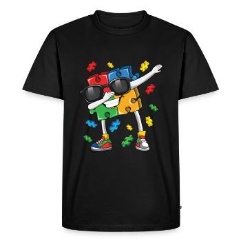 Autisme Puzzle Dabbing Fun Coloré - T-shirt Premium bio Homme - noir - Devant - Nico (187cm)