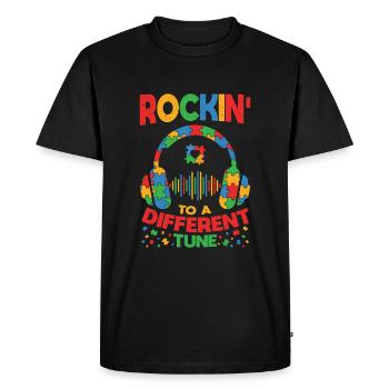 L’autisme se balance sur un air différent - T-shirt Premium bio Homme - noir - Devant - Nico (187cm)