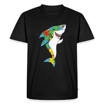 Autisme Puzzle Requin Joie Colorée - T-shirt Premium bio Homme - noir - Devant - Nico (187cm)
