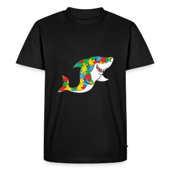Autisme requin coloré puzzle design - T-shirt Premium bio Homme - noir - Devant - Nico (187cm)