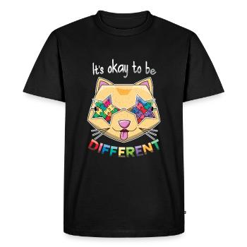 Autisme : c’est bien d’être différent - T-shirt Premium bio Homme - noir - Devant - Nico (187cm)