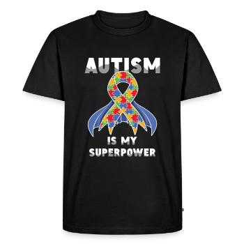 Autism is my superpower band - Men's Premium Organic T-Shirt - black - Front - Nico (187cm)