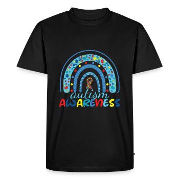 Autism Awareness Rainbow Puzzle - Men's Premium Organic T-Shirt - black - Front - Nico (187cm)
