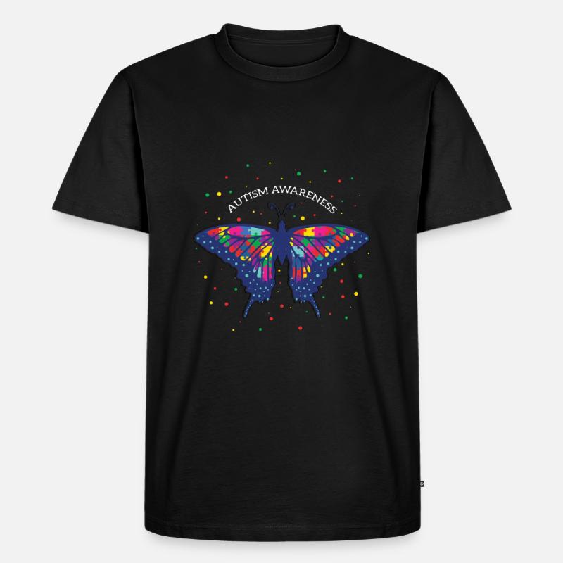 Autismus Schmetterling Buntes Bewusstsein - Männer Premium Bio T-Shirt - Schwarz