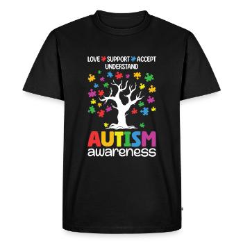Sensibilisation à l’autisme Soutien d’amour - T-shirt Premium bio Homme - noir - Devant - Nico (187cm)
