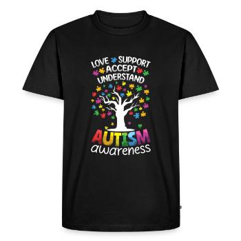 Soutien à l’autisme Accepter Comprendre l’arbre - T-shirt Premium bio Homme - noir - Devant - Nico (187cm)
