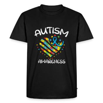 Bande de puzzle de cœur de sensibilisation à l’autisme - T-shirt Premium bio Homme - noir - Devant - Nico (187cm)
