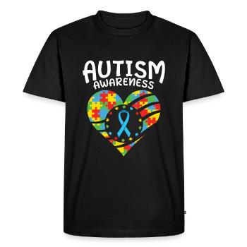 Puzzle du cœur de sensibilisation à l’autisme - T-shirt Premium bio Homme - noir - Devant - Nico (187cm)