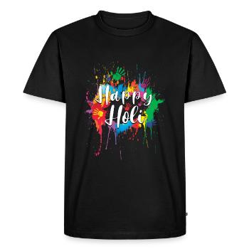 Joyeux festival Holi coloré - T-shirt Premium bio Homme - noir - Devant - Nico (187cm)