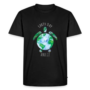 Journée de la Terre Tortue 22 avril Motif Terre - T-shirt Premium bio Homme - noir - Devant - Nico (187cm)