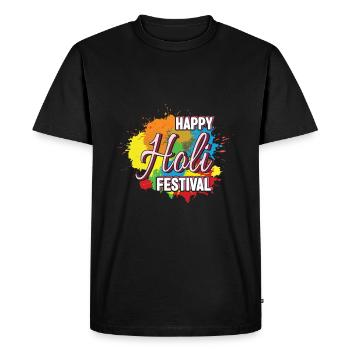 Happy Holi Festival, éclaboussure colorée de couleur - T-shirt Premium bio Homme - noir - Devant - Nico (187cm)