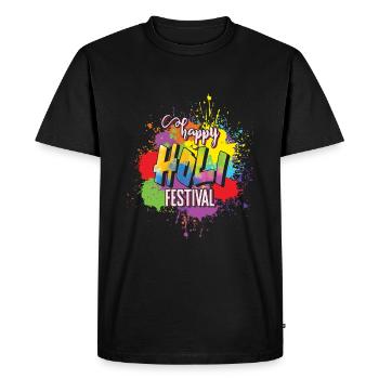 Joyeux festival Holi Explosion de couleurs - T-shirt Premium bio Homme - noir - Devant - Nico (187cm)