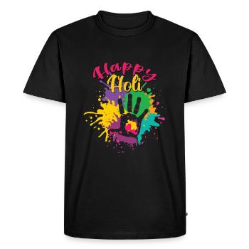 Happy Holi Festival Empreinte de main colorée - T-shirt Premium bio Homme - noir - Devant - Nico (187cm)