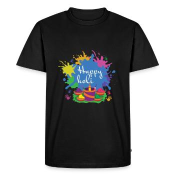 Joyeux Holi Coloré Holi Festival Joie - T-shirt Premium bio Homme - noir - Devant - Nico (187cm)