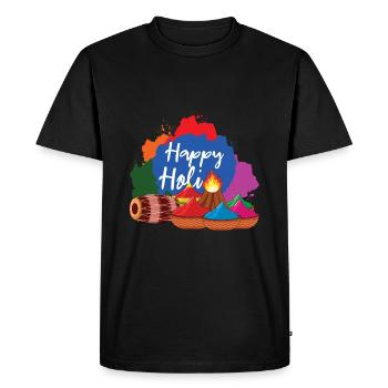 Joyeux festival de Holi Joie des couleurs - T-shirt Premium bio Homme - noir - Devant - Nico (187cm)