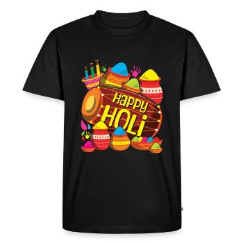 Happy Holi Festival, spectacle coloré - T-shirt Premium bio Homme - noir - Devant - Nico (187cm)
