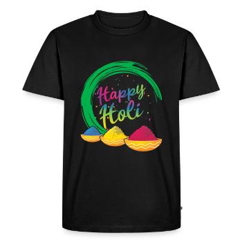 Happy Holi Festival Couleur Poudre Joy - T-shirt Premium bio Homme - noir - Devant - Nico (187cm)