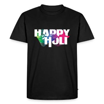 Joyeux festival Holi Joie colorée - T-shirt Premium bio Homme - noir - Devant - Nico (187cm)