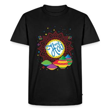 Happy Holi Festival Expérience colorée - T-shirt Premium bio Homme - noir - Devant - Nico (187cm)