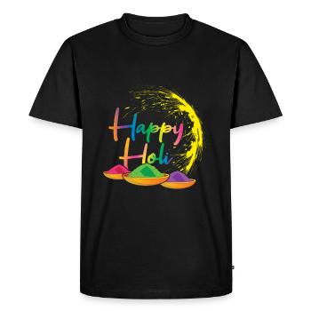 Joyeux festival Holi flamboiement de couleurs - T-shirt Premium bio Homme - noir - Devant - Nico (187cm)