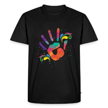 Impression de main colorée Holi Festival Design - T-shirt Premium bio Homme - noir - Devant - Nico (187cm)