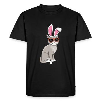 Chat de Pâques cool avec des oreilles de lapin - T-shirt Premium bio Homme - noir - Devant - Nico (187cm)