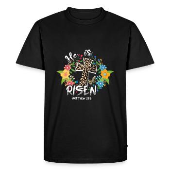 Easter He Is Risen Matthew 28:6 - Men's Premium Organic T-Shirt - black - Front - Nico (187cm)