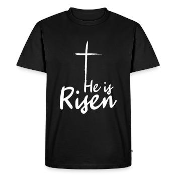 Easter He Is Risen Cross Motif - Men's Premium Organic T-Shirt - black - Front - Nico (187cm)