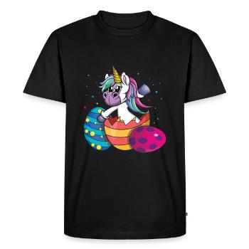 Licorne de Pâques avec surprise colorée - T-shirt Premium bio Homme - noir - Devant - Nico (187cm)