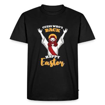 Devinez qui est de retour Joyeuses Pâques Joie de Pâques - T-shirt Premium bio Homme - noir - Devant - Nico (187cm)