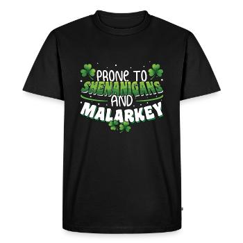 St Patricks Day Prone To Shenanigans And Malarkey - Men's Premium Organic T-Shirt - black - Front - Nico (187cm)