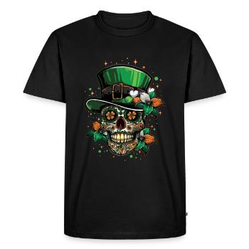 Irish Skull with Shamrock St Patrick's Day - Men's Premium Organic T-Shirt - black - Front - Nico (187cm)