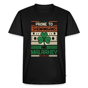 Prone To Shenanigans And Malarkey St Patricks Day - Men's Premium Organic T-Shirt - black - Front - Nico (187cm)