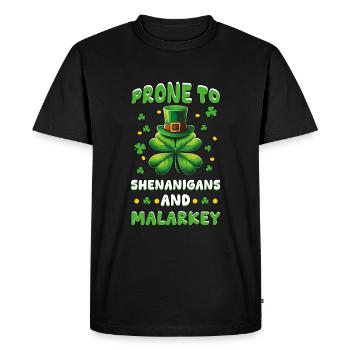 St Patricks Day Prone To Shenanigans And Malarkey - Men's Premium Organic T-Shirt - black - Front - Nico (187cm)