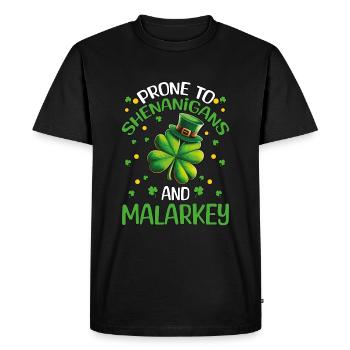 St Patrick's Day Shenanigans Malarkey Shamrock - Men's Premium Organic T-Shirt - black - Front - Nico (187cm)