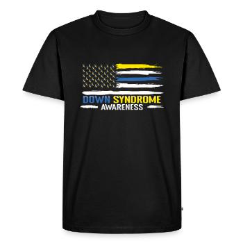 Conception du drapeau de sensibilisation au syndrome de Down - T-shirt Premium bio Homme - noir - Devant - Nico (187cm)