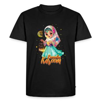 Eid Mubarak Girl with Lantern Ramadan Kareem - Men's Premium Organic T-Shirt - black - Front - Nico (187cm)