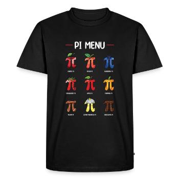 Pi Menu Fruits and Cakes Pi Day Fun - Men's Premium Organic T-Shirt - black - Front - Nico (187cm)
