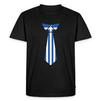 Greek Easter Tie Flag Pattern Design - Men's Premium Organic T-Shirt - black - Front - Nico (187cm)