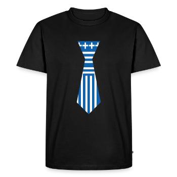 Cravate Bleu Blanc Grec Pâques - T-shirt Premium bio Homme - noir - Devant - Nico (187cm)