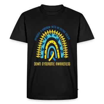 Sensibilisation au syndrome de Down Arc-en-ciel Couleur supplémentaire - T-shirt Premium bio Homme - noir - Devant - Nico (187cm)