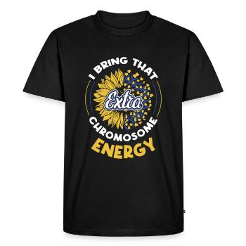 Down syndrome extra chromosome energy - Men's Premium Organic T-Shirt - black - Front - Nico (187cm)