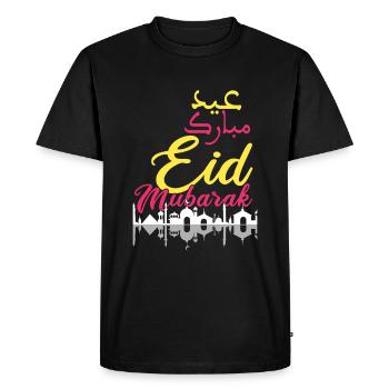 Eid Mubarak Feierliche Grüße Moschee Design - Männer Premium Bio T-Shirt - Schwarz - Vorne - Nico (187cm)