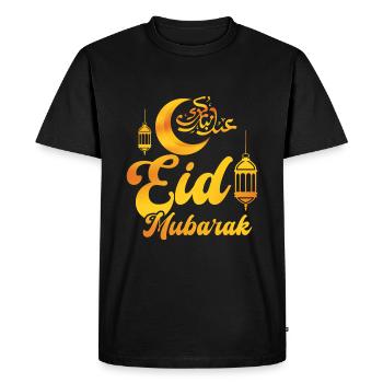 Eid Mubarak Celebration with Moon and Lanterns - Men's Premium Organic T-Shirt - black - Front - Nico (187cm)