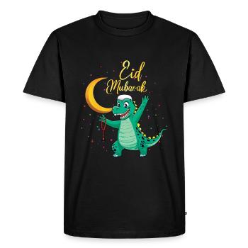 Dino de l’Aïd Moubarak avec croissant de lune et chapelet - T-shirt Premium bio Homme - noir - Devant - Nico (187cm)
